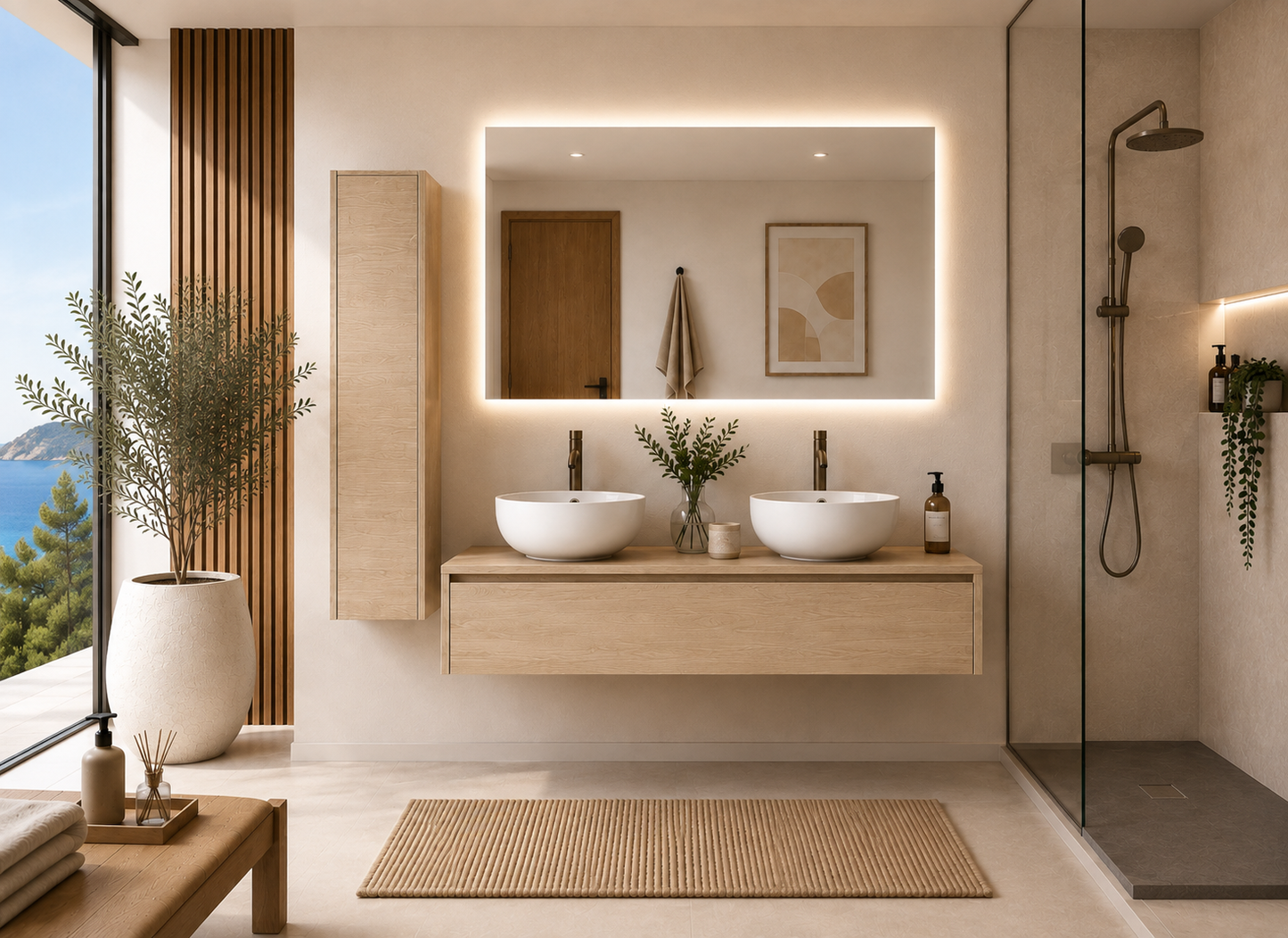 Meuble de salle de bains avec vasque à poser couleur steppa FORMENTERA