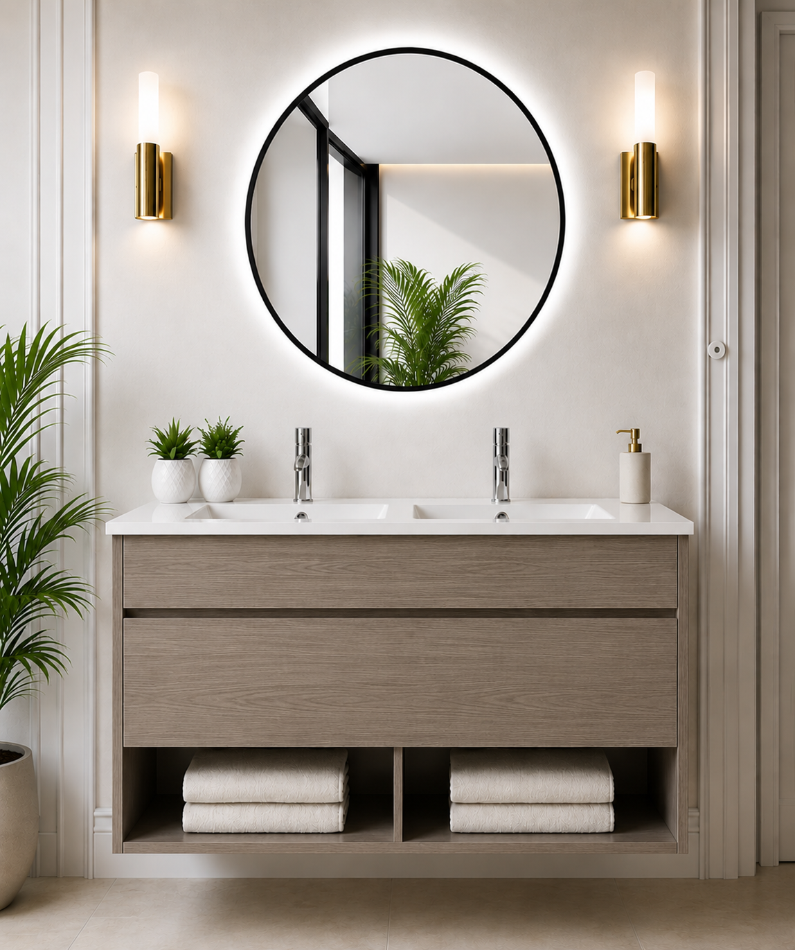 Meuble de salle de bain suspendu NEBARI avec tiroir et vasque extra-plate