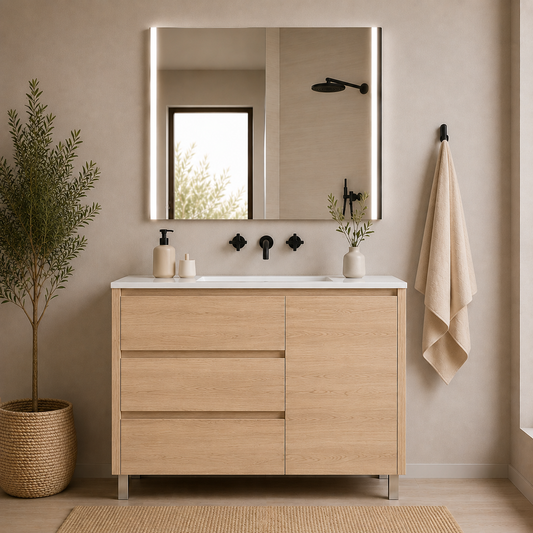 "OFFRE" Pack meuble VOLUM + Miroir Led Megan avec lavabo