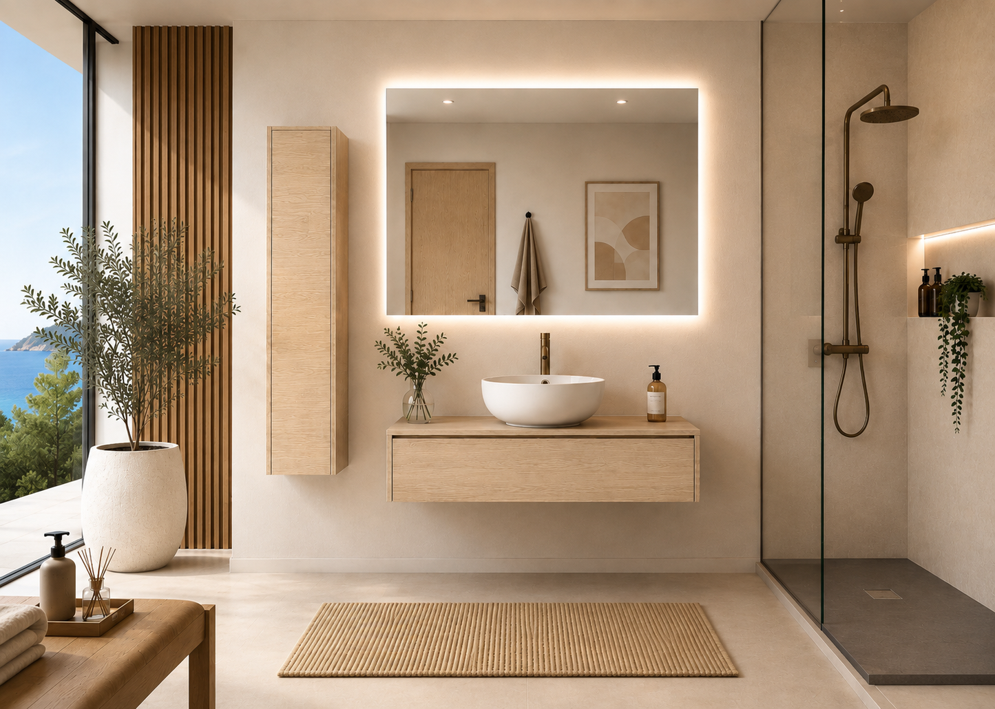 Meuble de salle de bains avec vasque à poser couleur steppa FORMENTERA