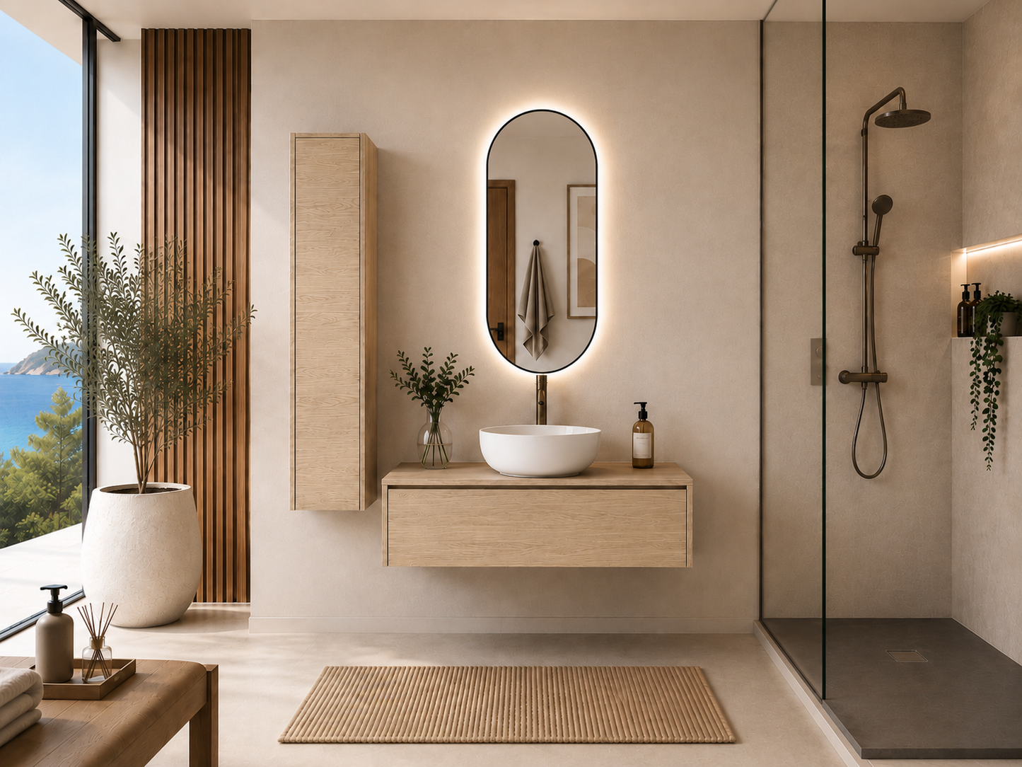 Meuble de salle de bains avec vasque à poser couleur steppa FORMENTERA
