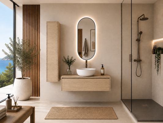 Meuble de salle de bains avec vasque à poser couleur steppa FORMENTERA