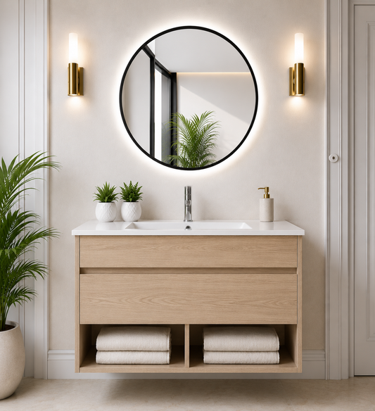 Meuble de salle de bain suspendu NEBARI avec tiroir et vasque extra-plate