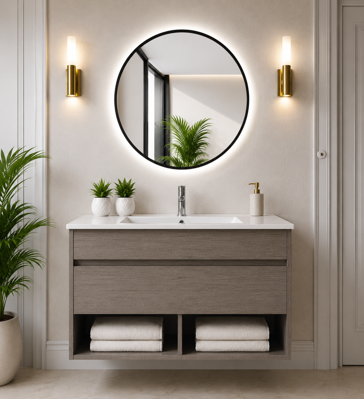Meuble de salle de bain suspendu NEBARI avec tiroir et vasque extra-plate